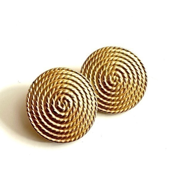 Vintage Gold Tone Rope Clip On Earrings - Picture 1 of 5
